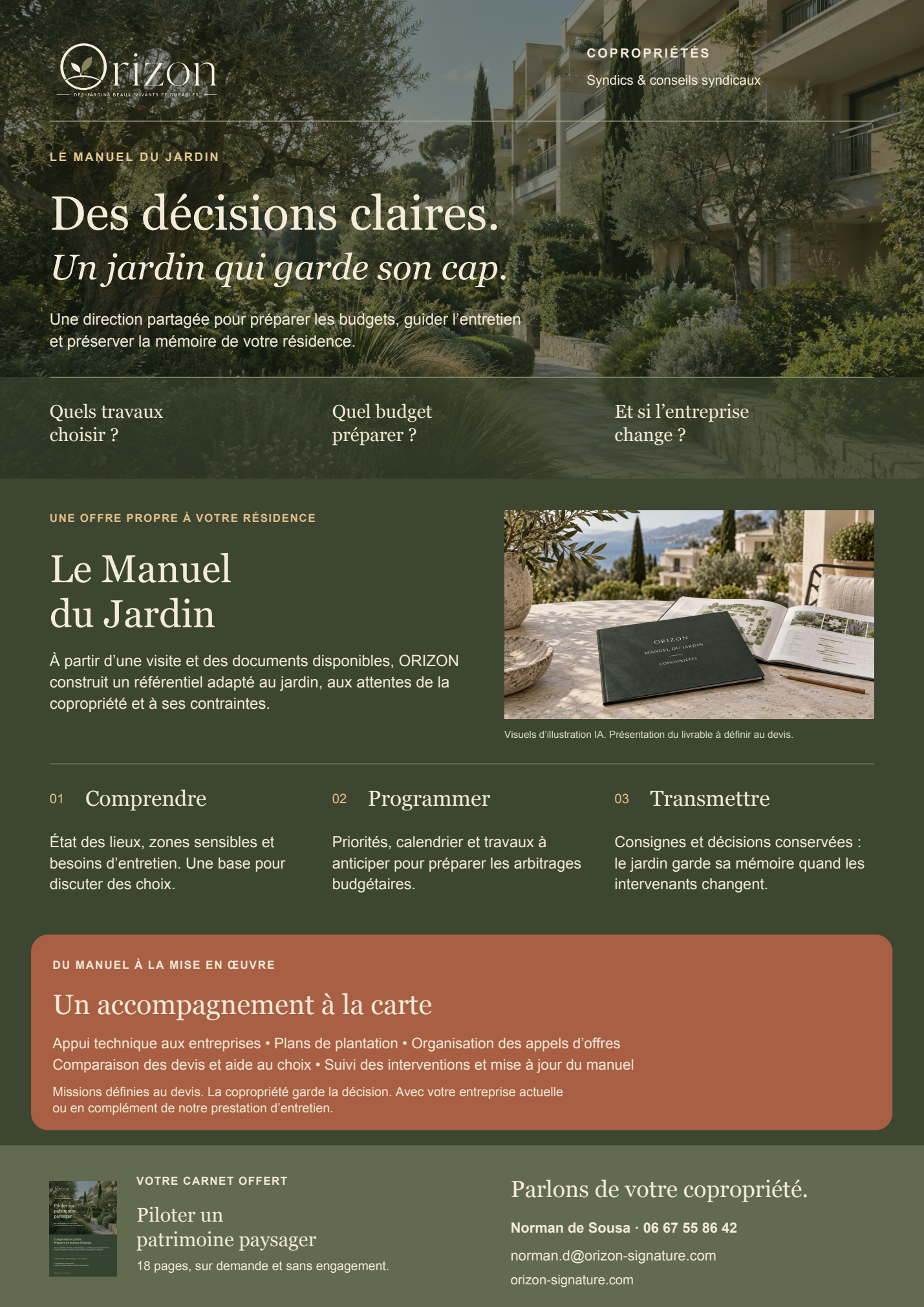 Fiche commerciale ORIZON du Manuel du Jardin pour les copropriétés