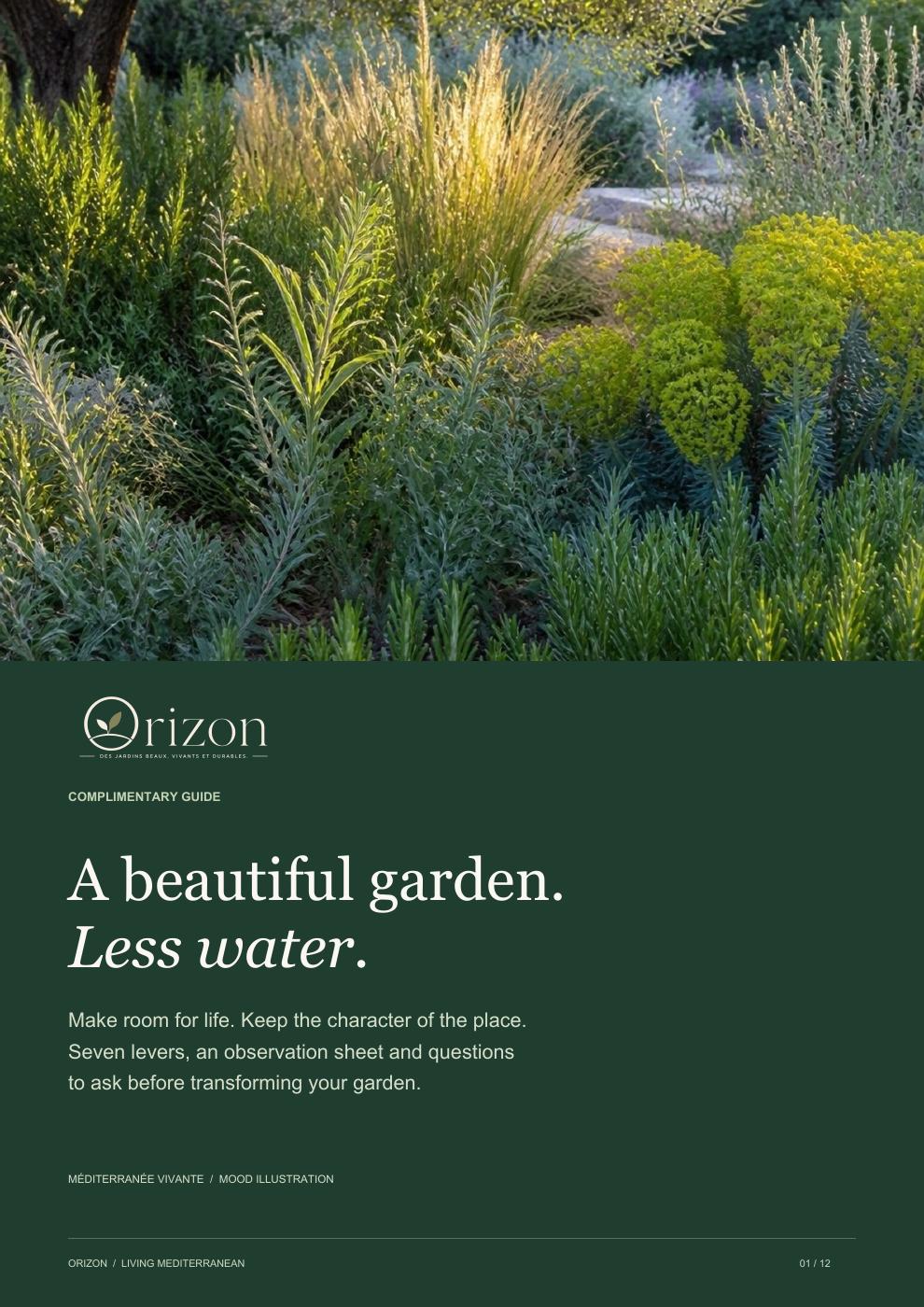 Cover of the ORIZON guide A beautiful garden with less water