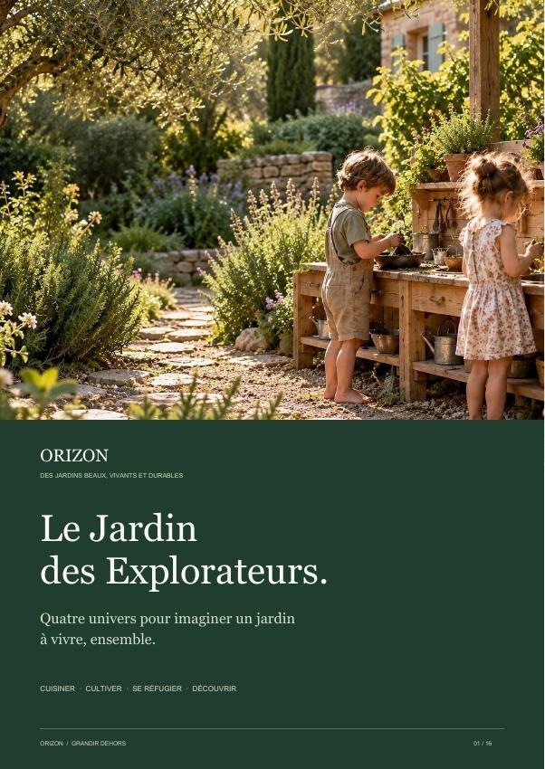 Couverture du guide Orizon Le Jardin des Explorateurs, avec une scène de jardin