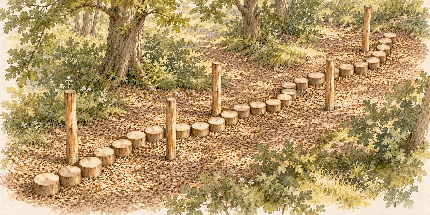 Illustration d’intention : parcours d’équilibre en robinier