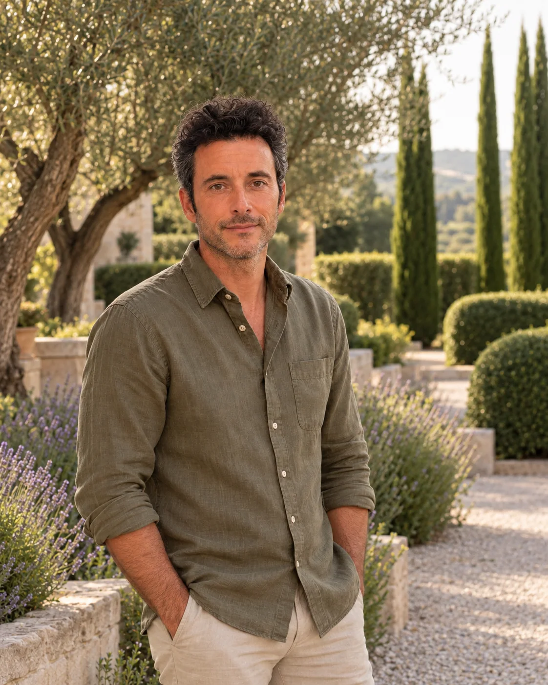 Norman de Sousa, fondateur d’Orizon, dans un jardin méditerranéen