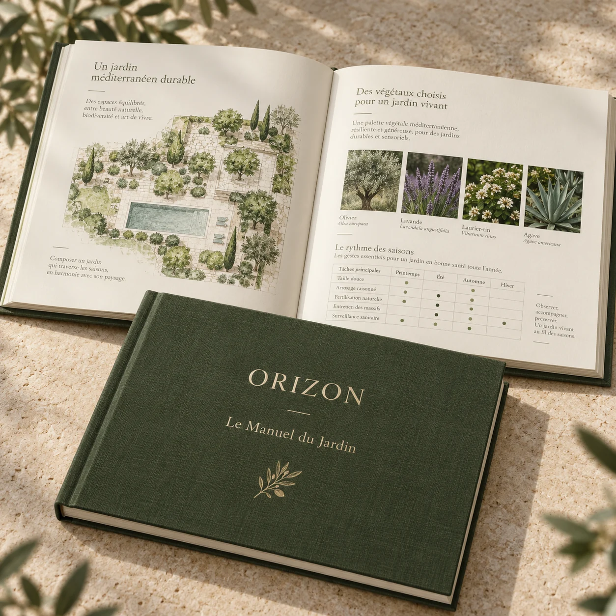 Illustration du Manuel du Jardin ORIZON ouvert : plan paysager, végétaux et repères saisonniers